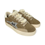 Sneakers SUN68 girl street in suede beige scuro/pelliccia sintetica con lacci