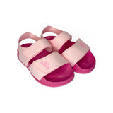 Sandali in PU rosa e fuxia, fasce regolabili con strap