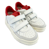SNEAKERS DIANETTI  mod basket low in pelle bianca e rossa con velcri