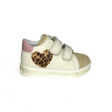SNEAKERS PRIMI PASSI FALCOTTO in pelle e suede - Panna/Platino con velcri