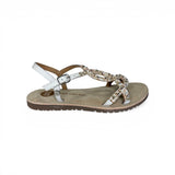 Sandali GIOSEPPO KIDS in pelle bianca, perline rosa/bianco, strass