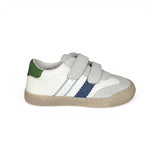 Sneakers NATURINO in pelle bianca e suede grigio perla con velcri