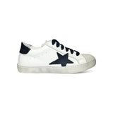 Sneakers DIANETTI in pelle bianca e suede grigio perla con lacci e cerniera