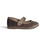 Bebè/Ballerina BATILAS in velluto tortora/beige con velcro