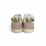 Sneakers primi passi FALCOTTO in pelle e suede panna/rosa con velcri