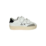 Sneakers SUN68 baby boy street in pelle bianca e suede blu con velcri