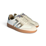 Sneakers BACK70 in suede e pelle bianca/oro con lacci