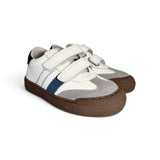 Sneakers NATURINO in pelle bianca e suede grigio con velcri