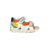 Sandali Primi Passi BALOCCHI in pelle bianca/mesh arancio con strap