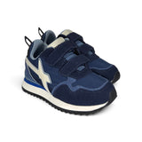 Sneakers ginniche W6YZ in suede e tessuto tecnico blu con velcri