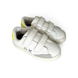 Sneakers SUN68 baby boy street in pelle bianca/giallo fluo e suede grigio con velcri