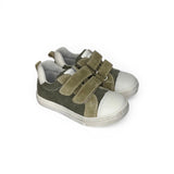 Sneakers primi passi BALOCCHI in canvas e suede verde militare/pelle bianca con velcri
