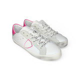 Sneakers PHILIPPE MODEL junior PARIS in pelle bianca e fuxia fluo