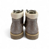 Scarponcini BALOCCHI in pelle microglitterata tortora con lacci