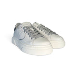Sneakers PHILIPPE MODEL junior TEMPLE in pelle bianca e glitter antracite