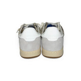 Sneakers 2B12 in suede grigio / glitter champagne / pelle bianca con lacci