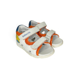 Sandali Primi Passi BALOCCHI in pelle bianca/mesh arancio con strap