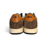 Sneakers 2B12 in pelle bianca/cuoio e suede testa di moro con lacci