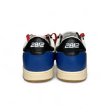 Sneakers 2B12 in pelle bianco/nero/bluette con lacci