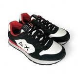 Sneakers ginniche SUN68 teen boy in suede e pelle nero/bianco con lacci
