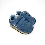 Sneakers ginniche SUN68 First Step boy in suede effetto vintage e nylon avio con velcro