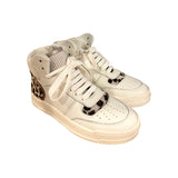 Sneakers CIAO BIMBI basket mid in pelle panna/cavallino maculato con lacci e zip laterale