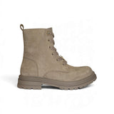 Anfibi PATRIZIA PEPE GIRL in suede tortora con applicazione, lacci e zip interna