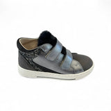 SNEAKERS BALOCCHI in nubuk grigio antracite e pelle metallizzata antracite con velcri
