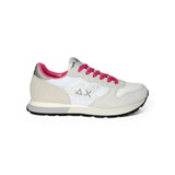 Sneaker ginnica SUN68 Teen girl in nylon e suede bianco, dettagli fuxia fluo con lacci